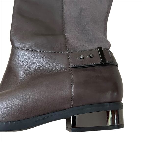 NEW Cole Haan Gray Leather & Suede Patchwork Adler Riding Boots Size 8 - Picture 5 of 7